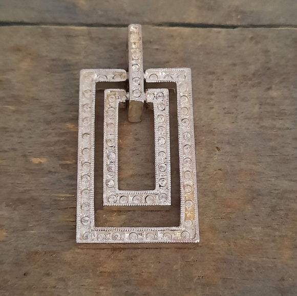 Vintage Napier Silver Silvertone and Crystal Pendant - Picture 3 of 6